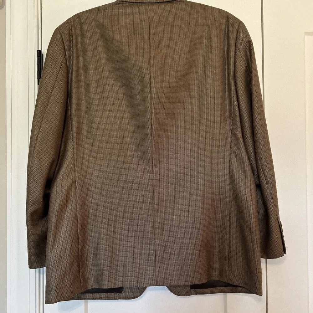 Andrew Fezza 42S Blazer Brown Micro Check Silk Wool Sport‎ Coat Designer Jacket